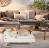 Luxury Dog Cat Raised Chaise Lounge - White - 1 / Chase Pet Lounge / Medium - Plush - image 4