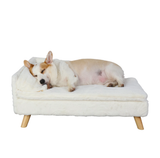 Luxury Dog Cat Raised Chaise Lounge - White - 1 / Chase Pet Lounge / Medium - Plush - image 9
