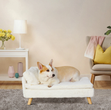 Luxury Dog Cat Raised Chaise Lounge - White - 1 / Chase Pet Lounge / Medium - Plush - image 6