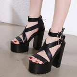 Women's High Gothic Platform Sandals - Black - Gothic Gladiator Sandals - 42 B - PU Leather - image 16
