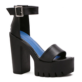Women's Sexy High Chunky Heel Platforms - Black 1 - Strappy Sandals - 42 B - PU Leather - image 2