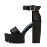 Women's Sexy High Chunky Heel Platforms - Black 1 - Strappy Sandals - 42 B - PU Leather - image 8