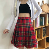 Women's High Waist Punk Pleated Skirt - Red - Plaid Short Skirt - 4XL - Polyester - image 7
