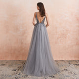 Women's Long Chiffon Tulle Prom Dress - Dark Gray - Dress - 22W - Chiffon/Tulle - image 23