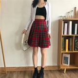Women's High Waist Punk Pleated Skirt - Red - Plaid Short Skirt - 4XL - Polyester - image 15