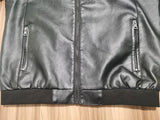 Men's Faux Leather Thin Bomber Jacket - Black - Bomber Jacket - 7XL - PU Leather - image 6