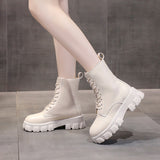 Funki Buys | Boots | Women's Lace-up Chunky Combat Boots - Black - Ankle / With Plush Inner / 43 B / PU Leather - image 9