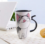 Large 20oz Ceramic Cat Mug + Spoon Lid - White - Pattern 1 / Cat Mug - 20oz - Porcelain - image 14