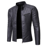 Men's Women's Slim PU Leather Jacket - Grey - Jacket - 4XL - PU Leather - image 22