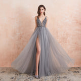 Women's Long Chiffon Tulle Prom Dress - Dark Gray - Dress - 22W - Chiffon/Tulle - image 25