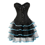 Women's Victorian Corset Dress 2Pcs Set - Black - 1 / Corset / Black Skirt - 6XL - Polyester - image 30