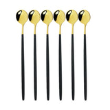 Stainless Steel Long Handled Spoons 6Pc - Black/Gold - Round Long Handled Spoons - 7.87" - Stainless Steel - image 12