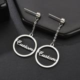 Custom Name Phrase Initial Drop Earring - Silver - 1 / Style1 / Silver Color - Stone Size 25mm - Stainless Steel - image 4
