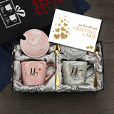 Mr and Mrs Coffee Mugs Bridal Gift-Set - White/Black - Mr and Mrs 2 Cup Set - 400ml - Ceramic - image 3