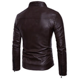 Men's Motorcycle Faux Leather Jacket - Black - Jacket - 4XL - PU Leather - image 5