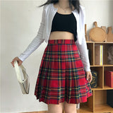 Women's High Waist Punk Pleated Skirt - Red - Plaid Short Skirt - 4XL - Polyester - image 6