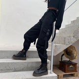 Women's Big Pockets Loose Cargo Pant - Black - Pants - XXXL - Polyester - image 3