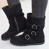 Funki Buys | Boots | Women's Buckled Suede Snow Ankle Boots - Gray : Suede Ankle Boot / 43 B / PU Suede Leather - image 9