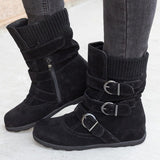 Funki Buys | Boots | Women's Buckled Suede Snow Ankle Boots - Gray : Suede Ankle Boot / 43 B / PU Suede Leather - image 5