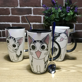 Large 20oz Ceramic Cat Mug + Spoon Lid - White - Pattern 1 / Cat Mug - 20oz - Porcelain - image 7