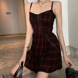 Women's Gothic Plaid Pleated Dress - Black - Dress - XXXL - Polyester - image 3