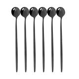 Stainless Steel Long Handled Spoons 6Pc - Black - Round Long Handled Spoons - 7.87" - Stainless Steel - image 2