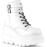 Women's High Platform Buckle Ankle Boots - Black - Ankle Wedge Boot - 43 B - PU leather - image 11