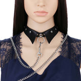 Women's Gothic Punk Cosplay Collars - Black 1 - Circle / Punk Gothic Choker - Medium - PU Leather - image 29