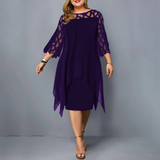 Women's Plus Size Lace Mesh Midi Dress - Black - Evening Dress - 6XL - Chiffon/Lace - image 10