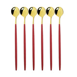 Stainless Steel Long Handled Spoons 6Pc - Red/Gold - Round Long Handled Spoons - 7.87" - Stainless Steel - image 11
