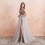 Women's Long Chiffon Tulle Prom Dress - Dark Gray - Dress - 22W - Chiffon/Tulle - image 48