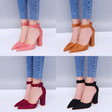 Women's High Block Heel Flock Party Shoe - Black - High Chunky Pumps - 13 B - PU Suede - image 10