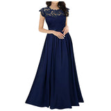 Women's Long Floral Lace Evening Dress - Navy - Gown - XXL - Polyester/Lace - image 10