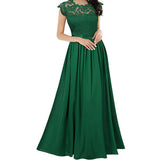 Women's Long Floral Lace Evening Dress - Navy - Gown - XXL - Polyester/Lace - image 3