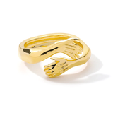 Unisex Adjustable Holding Hands Hug Ring - Gold 1 - Hug Ring - One Size - Zinc Alloy - image 2