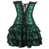 Women's Sweet Bustier Corset Dress Set - Green - Corset Skirt Set - 6XL - Polyester - image 13