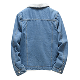 Men's Warm Denim and Sherpa Jackets - Blue - Light Blue / Plush Winter Jacket - 6XL - Denim/Sherpa - image 25