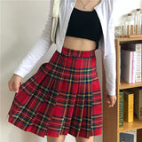 Women's High Waist Punk Pleated Skirt - Red - Plaid Short Skirt - 4XL - Polyester - image 2