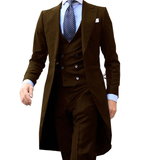 Men's Slim Fit 3 Pcs Formal Suit Tails Jacket - Burgundy - 3 Piece Suit Long Coat - 6XL - Polyester - image 24