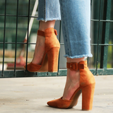 Funki Buys | Shoes | Women's High Block Heel Flock Party Shoe
