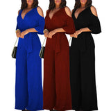 Women's Elegant Wide Leg Flared Pantsuit - Black - Elegant Pant Suit - XXL - Polyester - image 38