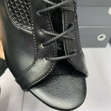 Women's Open Toe Lace Up Granny Boots - White - Open Toe Mesh Granny Boots - 46 B - PU Leather - image 23