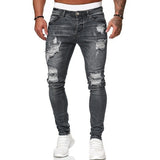 Men's Ripped Distressed Skinny Jeans - Black - Skinny Ripped Jeans - XXXL - Denim Polyester - image 14