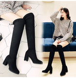 Women's Thigh Tie Block Heel Boots - Black - 1 - 3cm - No Plush Boots - 42 B - PU Leather - image 13