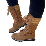 Women's Plush Mid-Calf Lace Up Flat Boots - Purple - Mid Calf Boots - 43 B - Plush - image 23