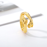 Unisex Adjustable Holding Hands Hug Ring - Gold 1 - Hug Ring - One Size - Zinc Alloy - image 13