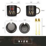 Mr and Mrs Coffee Mugs Bridal Gift-Set - White/Black - Mr and Mrs 2 Cup Set - 400ml - Ceramic - image 10