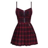 Women's Gothic Plaid Pleated Dress - Black - Dress - XXXL - Polyester - image 1