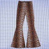 Women's Leopard Print Stretch Flared Pants - Black/Gold - Leopard Print Flared Pants - XXL - Spandex / Polyester - image 16