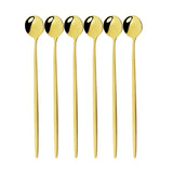Stainless Steel Long Handled Spoons 6Pc - Gold - Round Long Handled Spoons - 7.87" - Stainless Steel - image 3